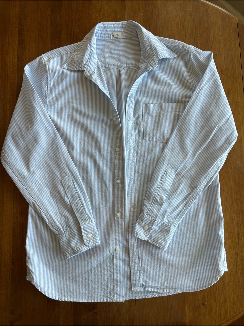 John Galt Light Blue and White Striped Stephanie Button-Up Shirt